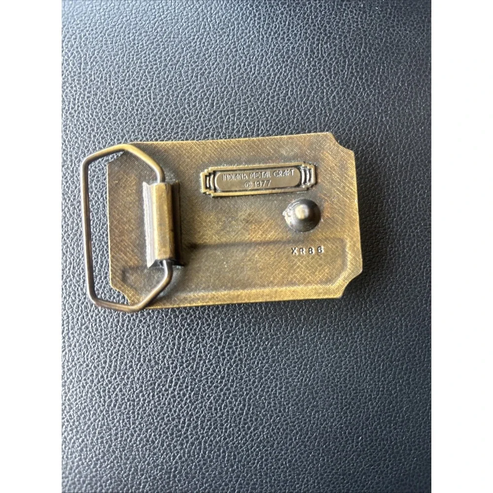 Vtg Browning 1977 Belt Buckle Moose Buck Rifle‎ Hunting Indiana Metal Craft K4